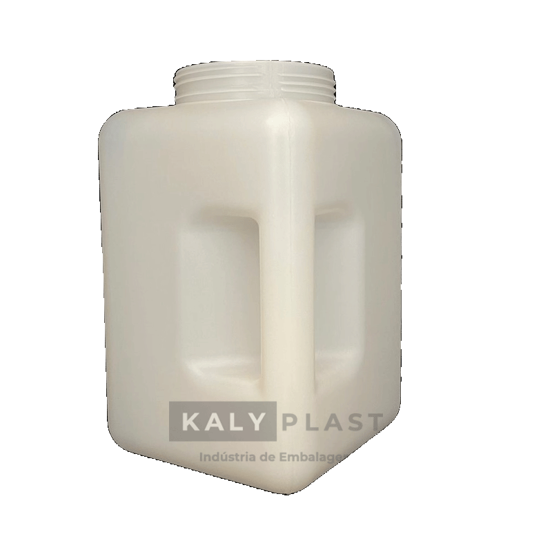 Embalagem quadrada de 5 litros com alça e gargalo de 100mm